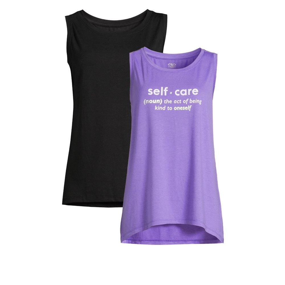 Brand New 2 pack Tank Tops “Self-Care” Purple & Black